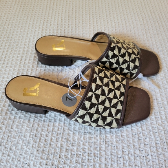 Brown and Cream Women's Slide Sandals - Picture 4 of 12